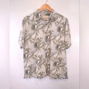 Island Republic Men Hawaiian Tropical 100% Silk Button Up Shirt Size Large